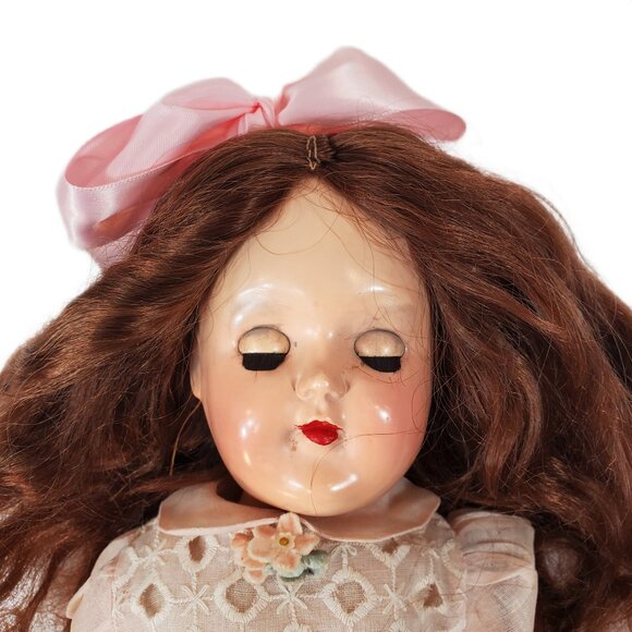 Vintage 1950's Ideal Toni Doll P-91 15" Brunette Hard Plastic. Sleep Eyes. Stand - Picture 6 of 10